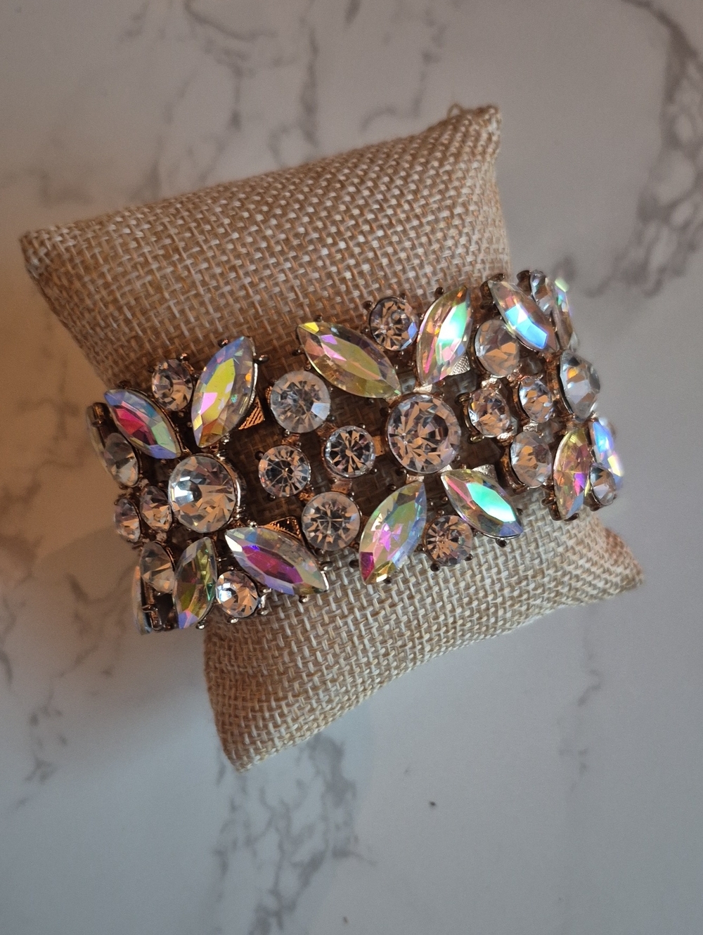 Rare Vintage Aurora Borealis Crystal Statement Bracelet